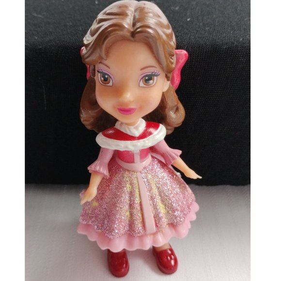 Disney Princess Dolls Glitter Pink  Dress Toddler Doll 3" Mini Bell - Picture 1 of 5